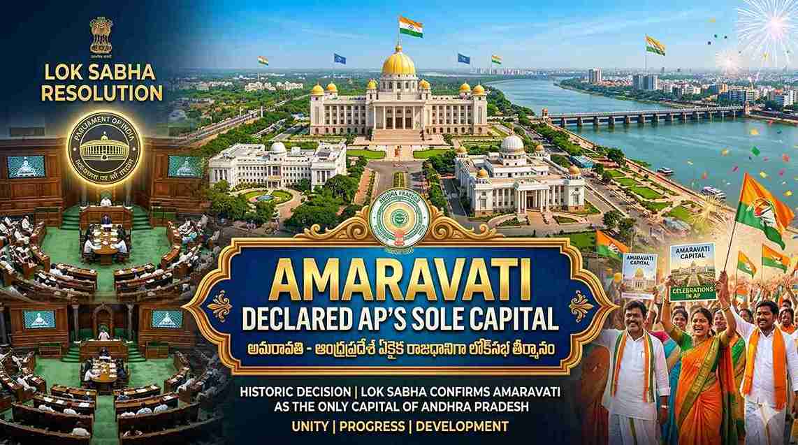 Amaravati Declared AP’s Sole Capital by Lok Sabha