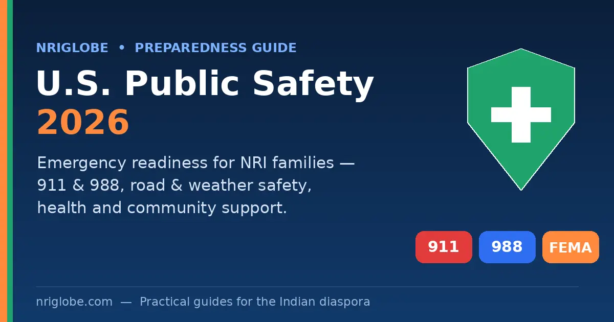 U.S. public safety and emergency preparedness guide for NRI families — 911, 988 and FEMA readiness